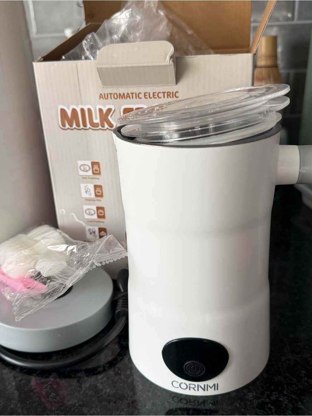 White Automatic Electric Milk Frother